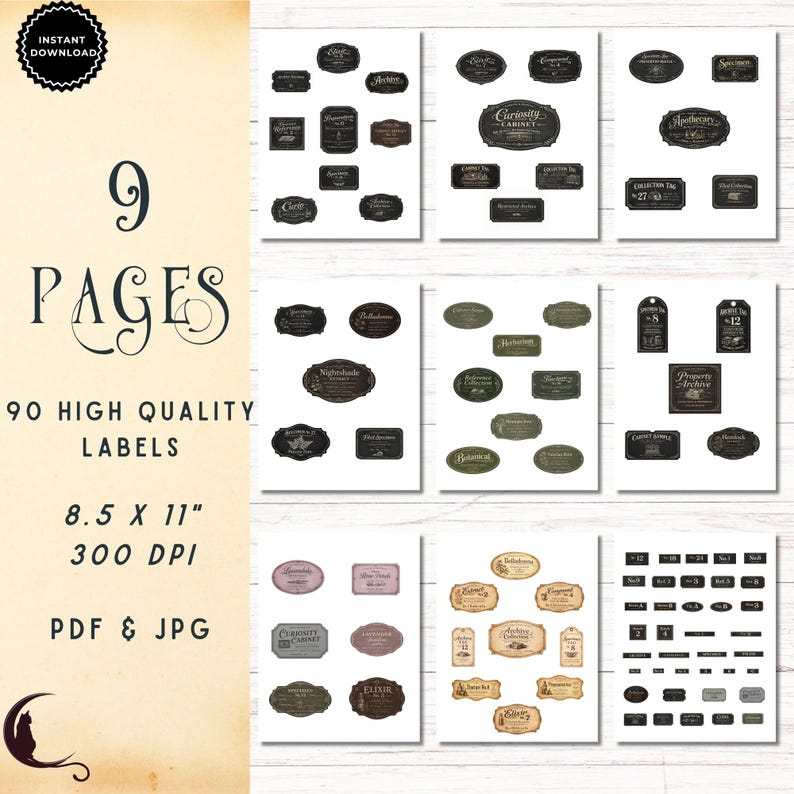 Cabinet of Curiosities Labels, Printable Dark Academia Ephemera ...