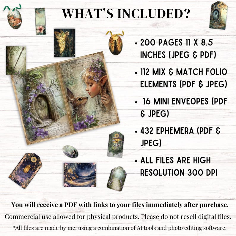 Enchanted Elven Forest Junk Journal Kit Bundle, Fantasy Digital ...