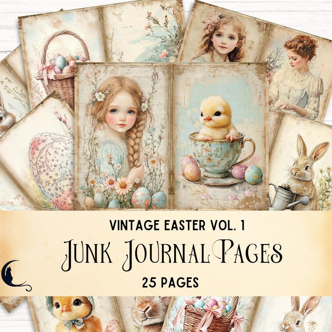 Vintage Easter Junk Journal Pages, Shabby Chic Ephemera, Printable ...