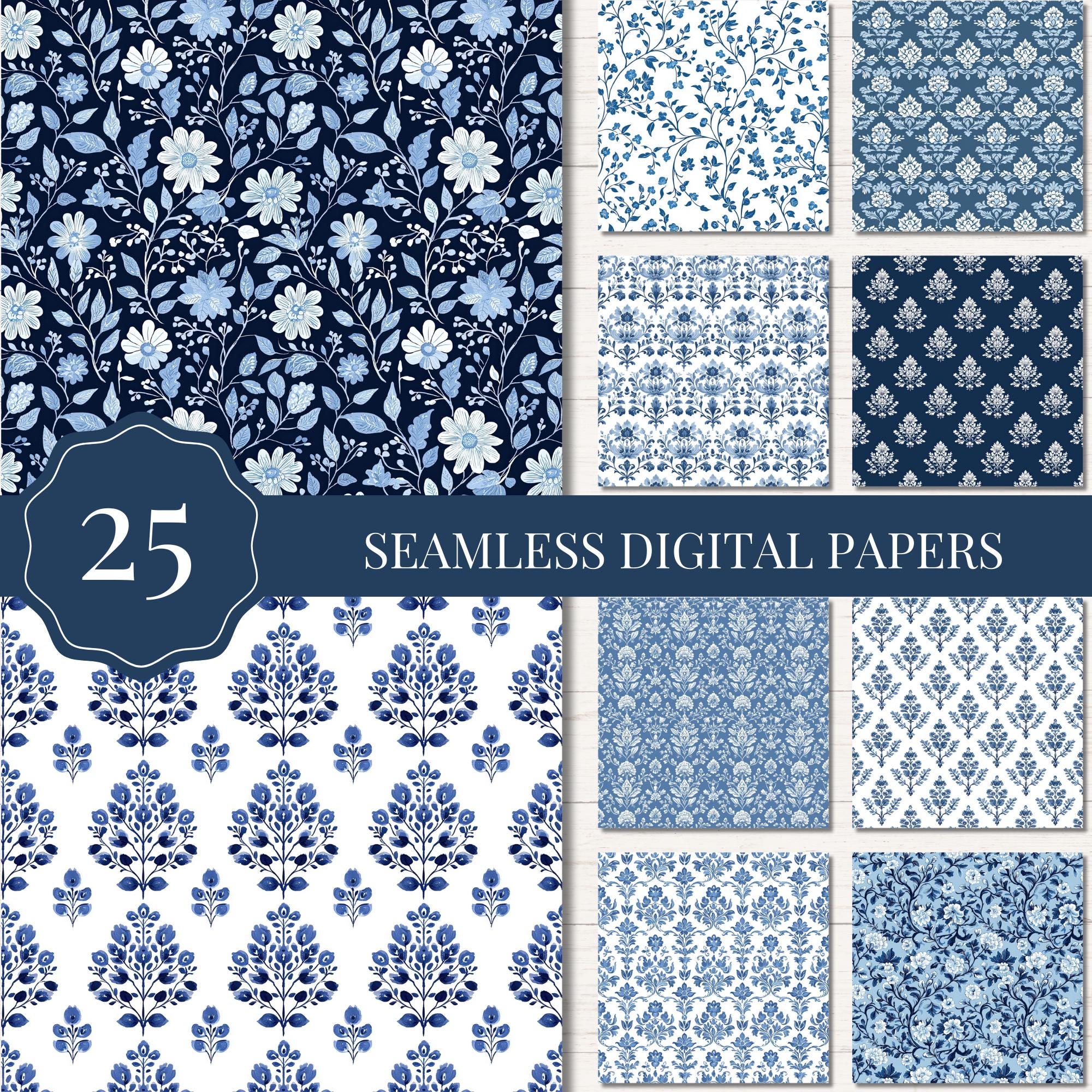 French Country Floral Digital Paper, Seamless Patterns, Printable ...