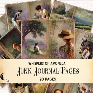 Victoriaanse lavendel ongewenste dagboekkit, Anne Shirley esthetische efemere verschijnselen, Cottagecore botanisch plakboek afdrukbare vintage ambachtelijke benodigdheden