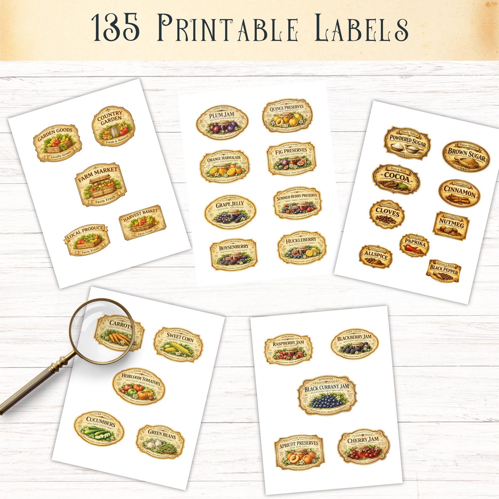 Rustic Farmhouse Labels, Vintage Garden Seeds, Produce Canning Tags ...