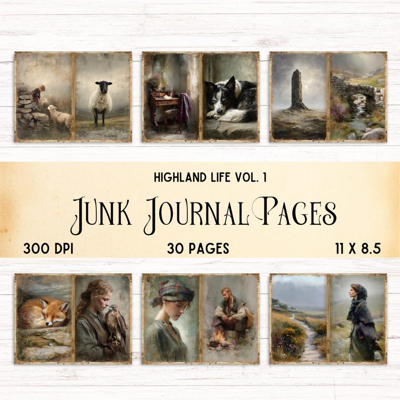 Scottish Highlands Junk Journal Kit, Scotland Vintage Ephemera, Tartan ...