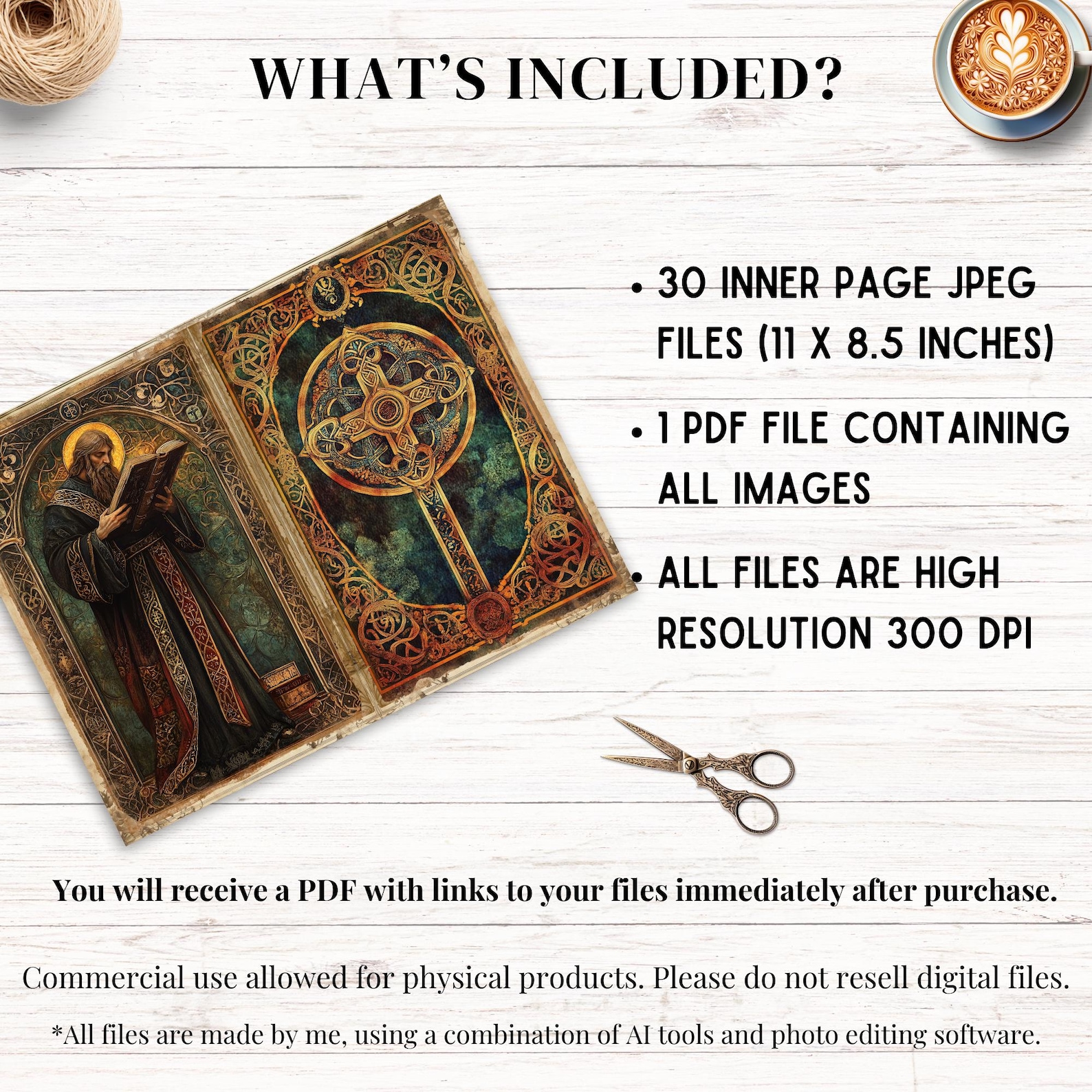 Illuminated Manuscript Junk Journal Kit, Vintage Medieval Art Ephemera ...