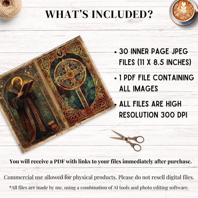 Illuminated Manuscript Junk Journal Kit, Vintage Medieval Art Ephemera ...