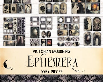 Black Roses Junk Journal Ephemera, Printable Vintage Tags, Dark Romance Aesthetic, Gothic Digital Scrapbook Supplies, Victorian Widow Kit