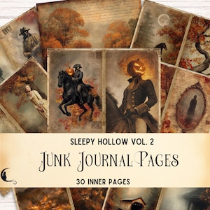 Sleepy Hollow Junk Journal Kit Haunted Forest Ephemera Spooky Fall Digital Scrapbook Pages Vintage Gothic Halloween Printable Craft Supplies