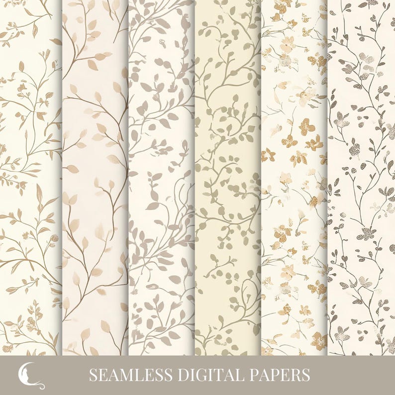 Beige Vintage Prints Digital Paper Pack, Seamless Patterns for ...