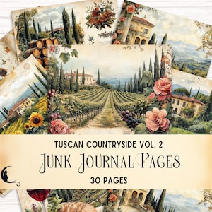 Tuscan Countryside Junk Journal Kit, Printable Vintage Italian Scrapbook Pages, Italy  Travel Ephemera, DIY Crafting Supplies, Digital Paper