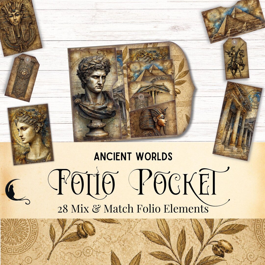 Ancient Worlds Junk Journal Folio Kit, Printable Pocket Ephemera ...
