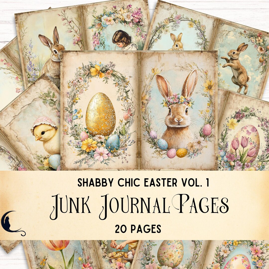 Shabby Chic Easter Junk Journal Pages, Vintage Ephemera, Printable ...
