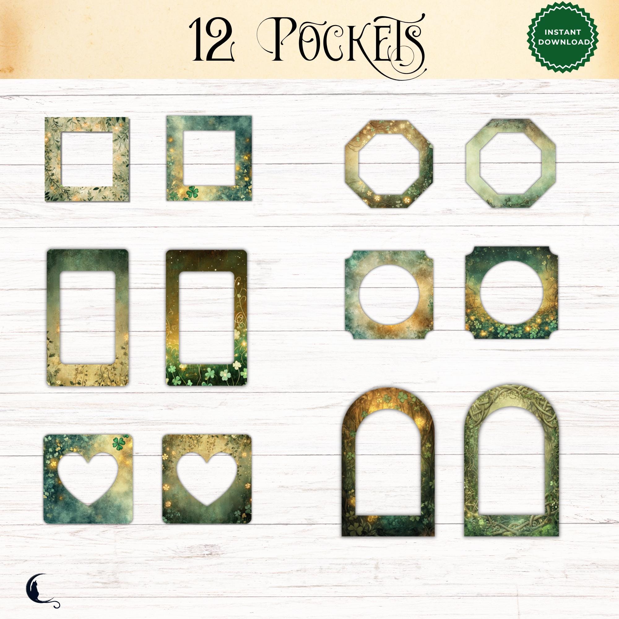 Enchanted Celtic Forest Window Pockets & Tags, Printable Junk Journal ...