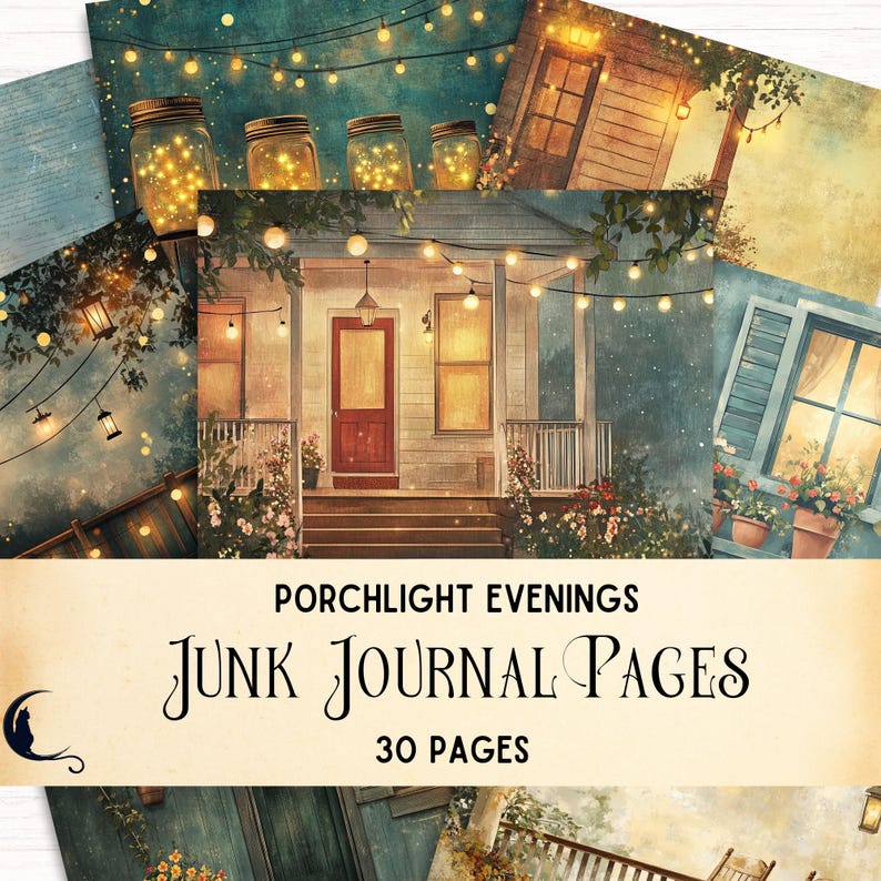 Porchlight Evenings Junk Journal Kit, Printable Summer Farmhouse Pages ...