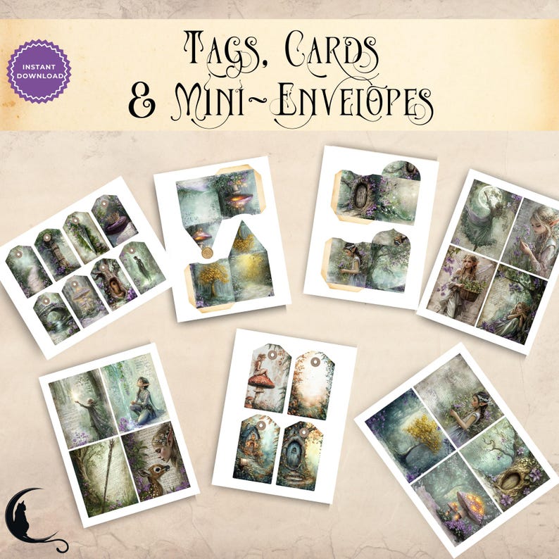 Elven Forest Junk Journal Kit, Printable Enchanted Woodland Folio Kit ...