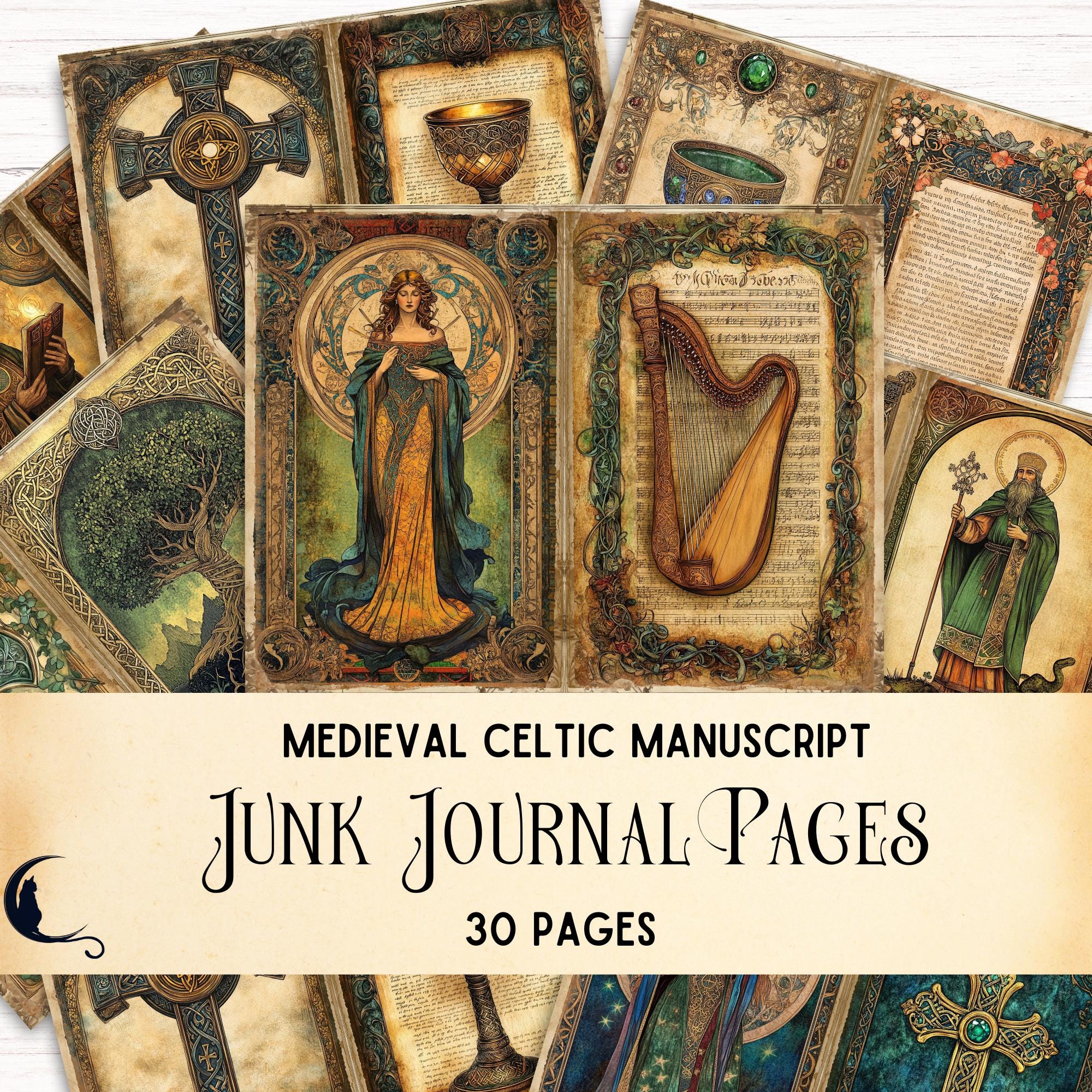 Illuminated Manuscript Junk Journal Kit, Vintage Medieval Art Ephemera ...