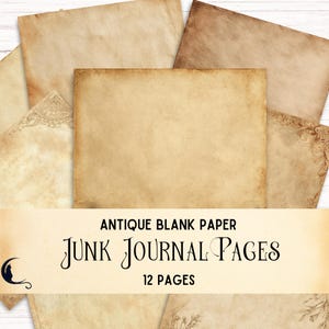 Antique Blank Junk Journal Pages, Digital Vintage Paper, Aged Distressed Printable Backgrounds, Old Texture, Horizontal Filler Scrapbook Kit