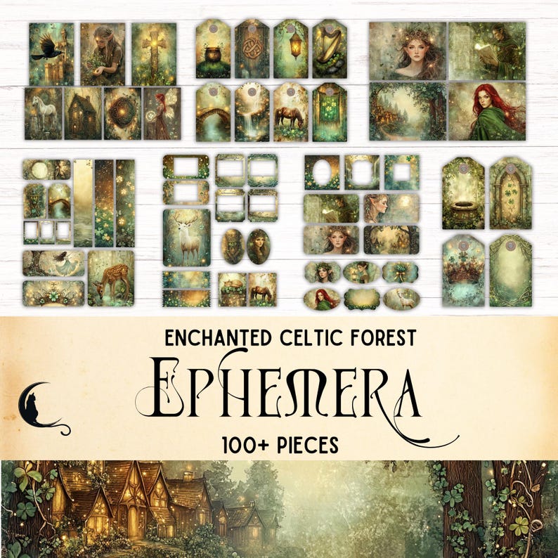 Enchanted Celtic Forest Junk Journal Ephemera Kit, Printable Digital ...