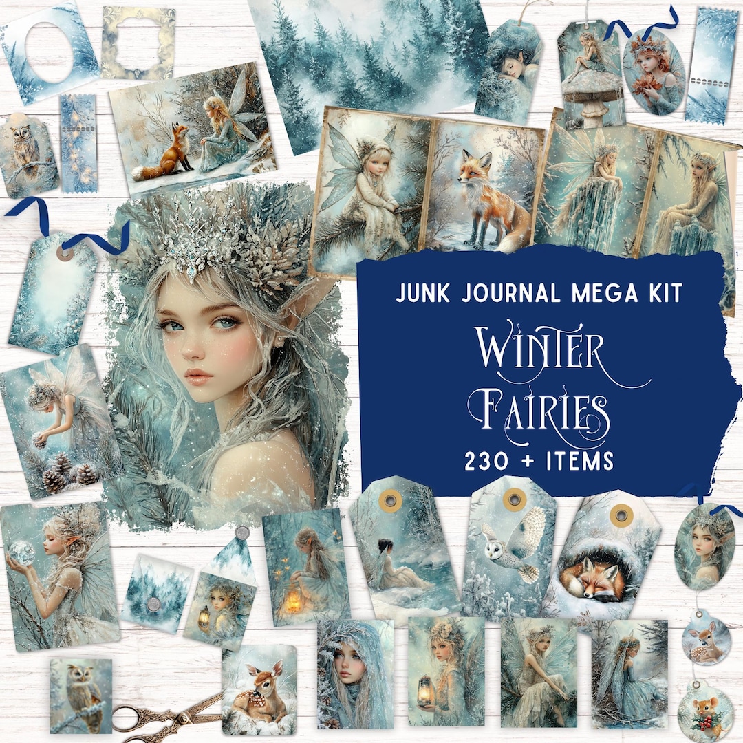 Winter Fairy Junk Journal Kit, Printable Fantasy Scrapbook Paper ...