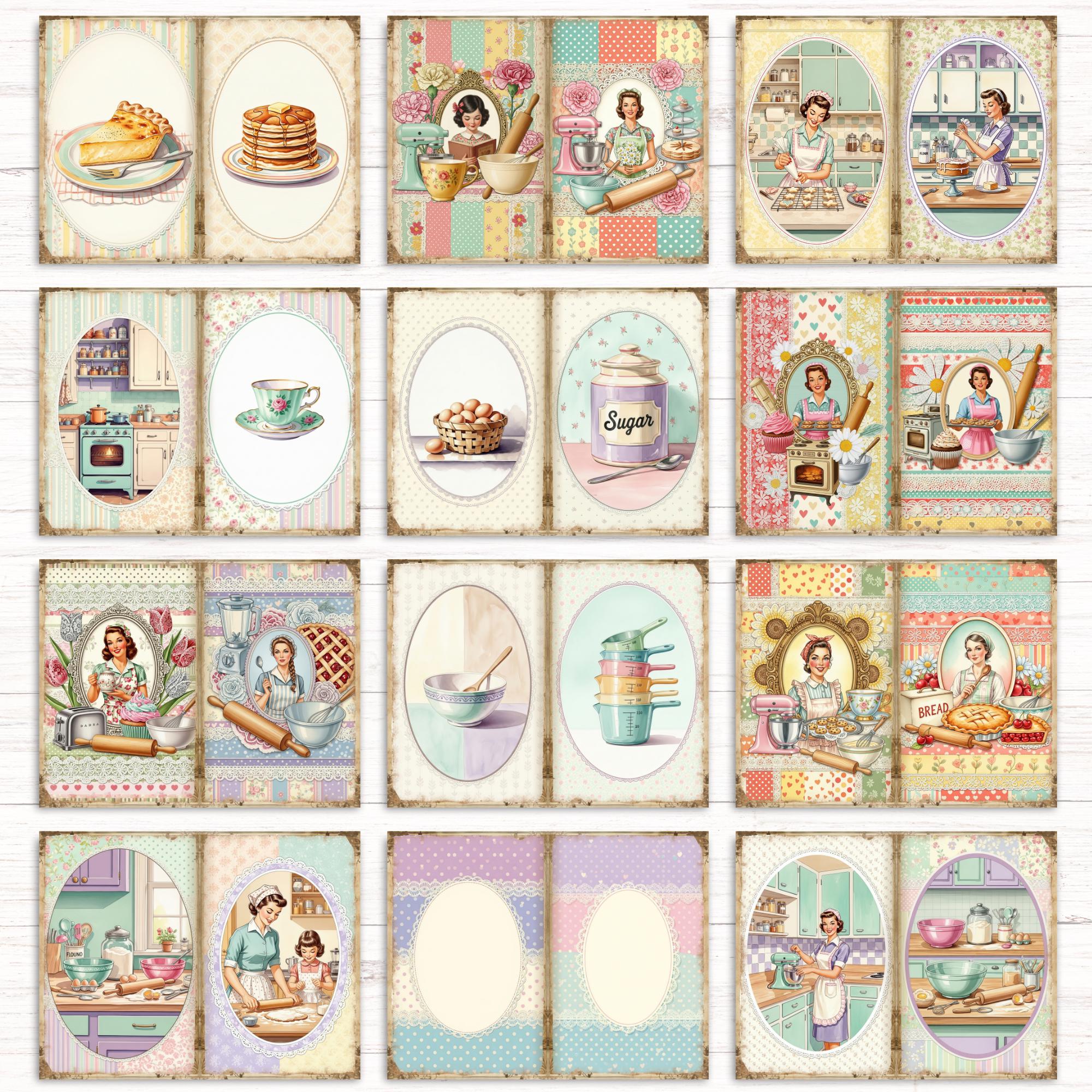 Retro 50s Baking Junk Journal Kit, 1950s Kitchen Scrapbook Pages ...