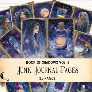 Celestial Witch Junk Journal Kit, Book of Shadows Printable Grimoire Pages, Witchy Ephemera, Fantasy Moon Astrology Digital Paper DIY Crafts