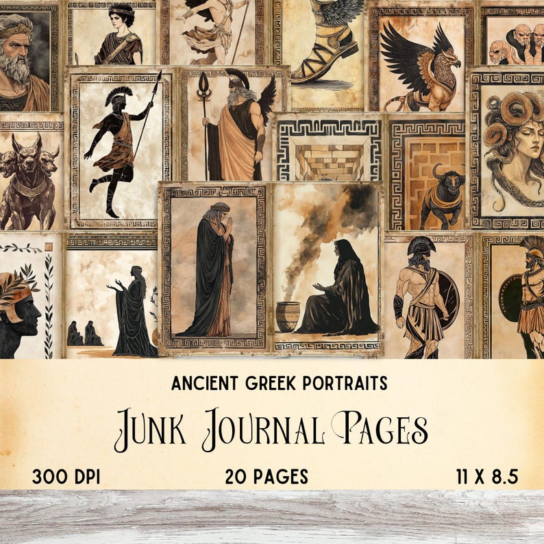 Ancient Greek Mythology Junk Journal, Medusa Scrapbook Paper Kit ...