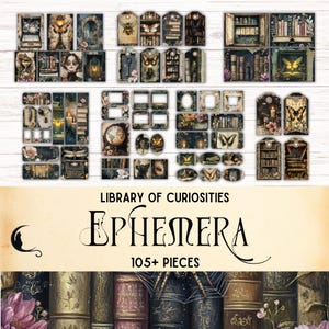 Biblioteca de Curiosidades, Diario Basura, Efímeras, Etiquetas Vintage Imprimibles, Dark Academia, Curiosidades, Gótico, Álbum de Recortes Digital, Suministros, Insectos, Bichos