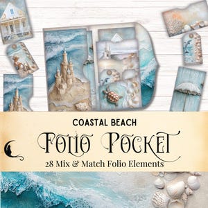 Kit folio de journal indésirable de plage côtière, éphémères Beachy Vibes, folio pliable imprimable océan, album de scrapbooking nautique, parfait pour les travaux manuels d'été