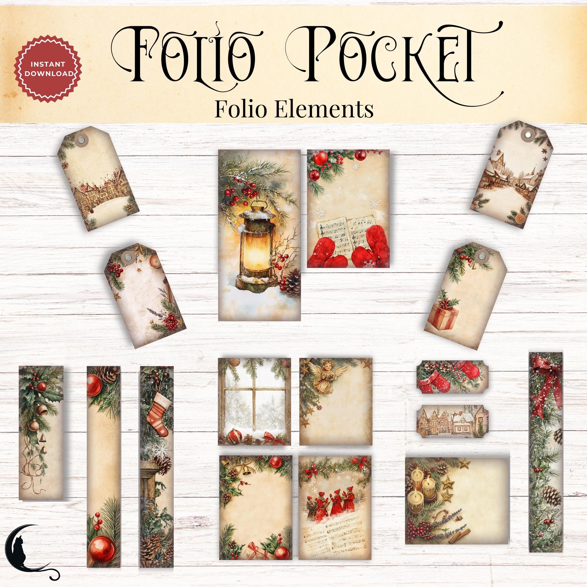 Rustic Christmas Junk Journal Folio Kit | Printable Pocket Ephemera ...