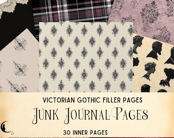 Gothic Victorian Filler Paper, Digital Scrapbook, Printable Ephemera, Vintage Junk Journal Kit, Dark Aesthetic Backgrounds,  Craft Supplies