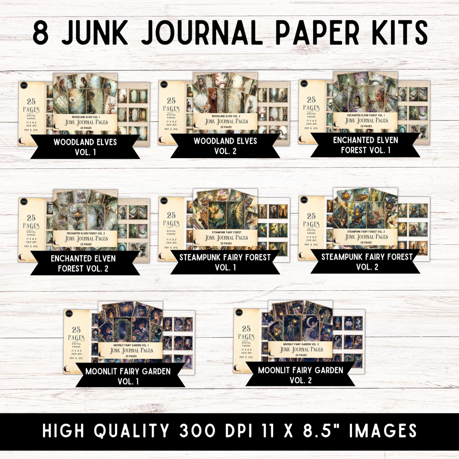 Enchanted Elven Forest Junk Journal Kit Bundle, Fantasy Digital ...