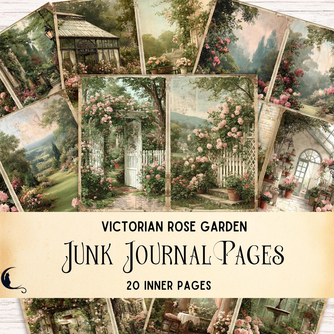 Victorian Rose Garden Junk Journal Pages, Vintage Floral Digital ...