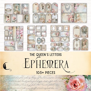 Kit diario di scarto di Maria Antonietta, materiale effimero francese vintage stampabile digitale, materiale effimero unico, materiale per album di ritagli Rococò Revival Shabby Chic