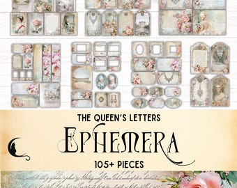 Marie Antoinette Junk Journal Kit, Digital Printable Vintage French Ephemera, Unique Ephemera, Rococo Revival Scrapbook Supplies Shabby Chic