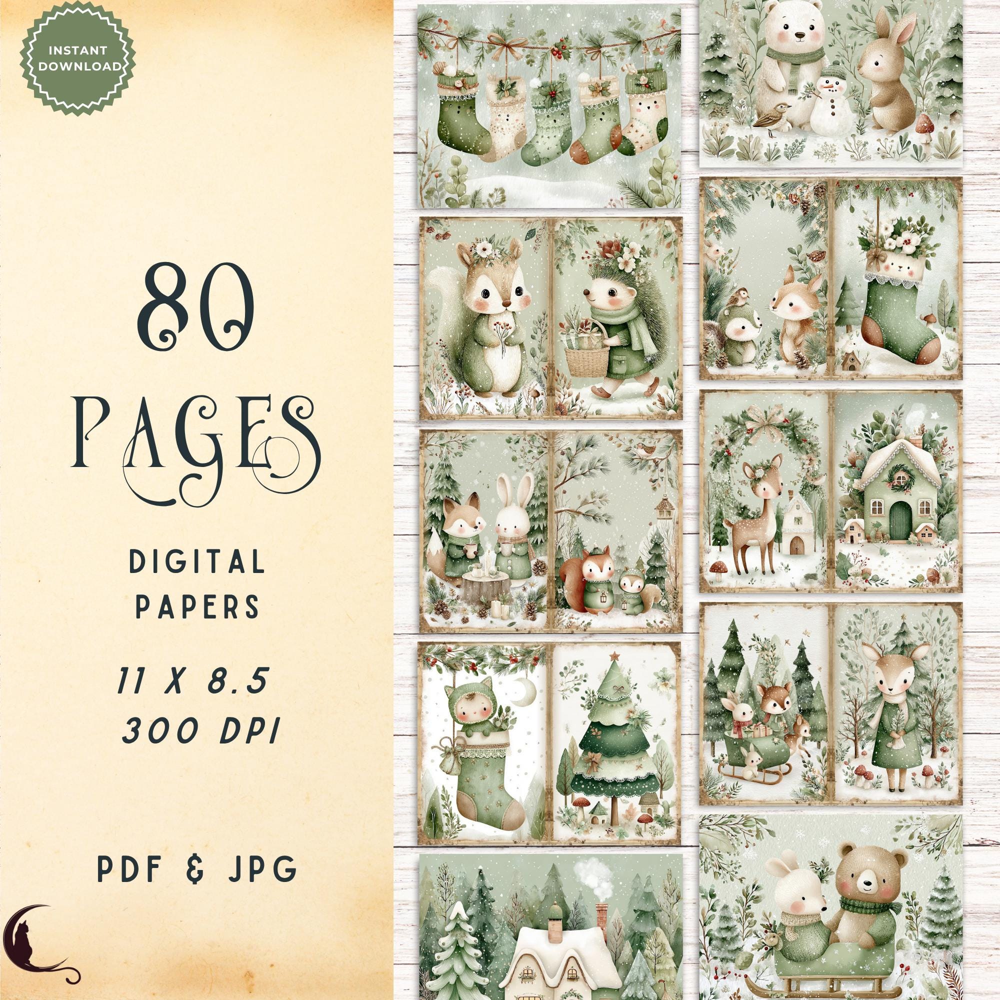 Cozy Winter Woodland Junk Journal Kit, Printable Folio Pocket, Vintage ...