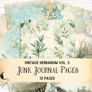 kit de carnet vintage herbier, pages de support botaniques imprimables, album d'apothicaire, éphémères à base de plantes, fournitures de bricolage shabby chic