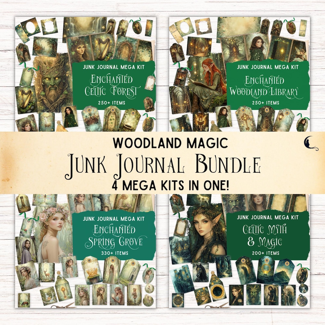 Woodland Magic Junk Journal Kit Bundle, Fantasy Digital Scrapbook ...