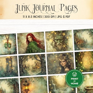 Enchanted Celtic Forest Junk Journal Kit, Fantasy Scrapbooking Pages ...