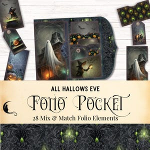 All Hallows Eve Spooky Gothic Junk Journal Folio Pocket Kit Ephemer imprimable, album de sorcellerie vintage hanté Halloween Craft Supplies