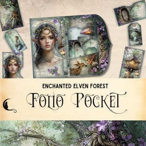 Kit folio de journal indésirable de la forêt elfique enchantée | Ephemera de poche imprimable | Folio pliable, éphémères féeriques fantastiques, esprit magique des bois