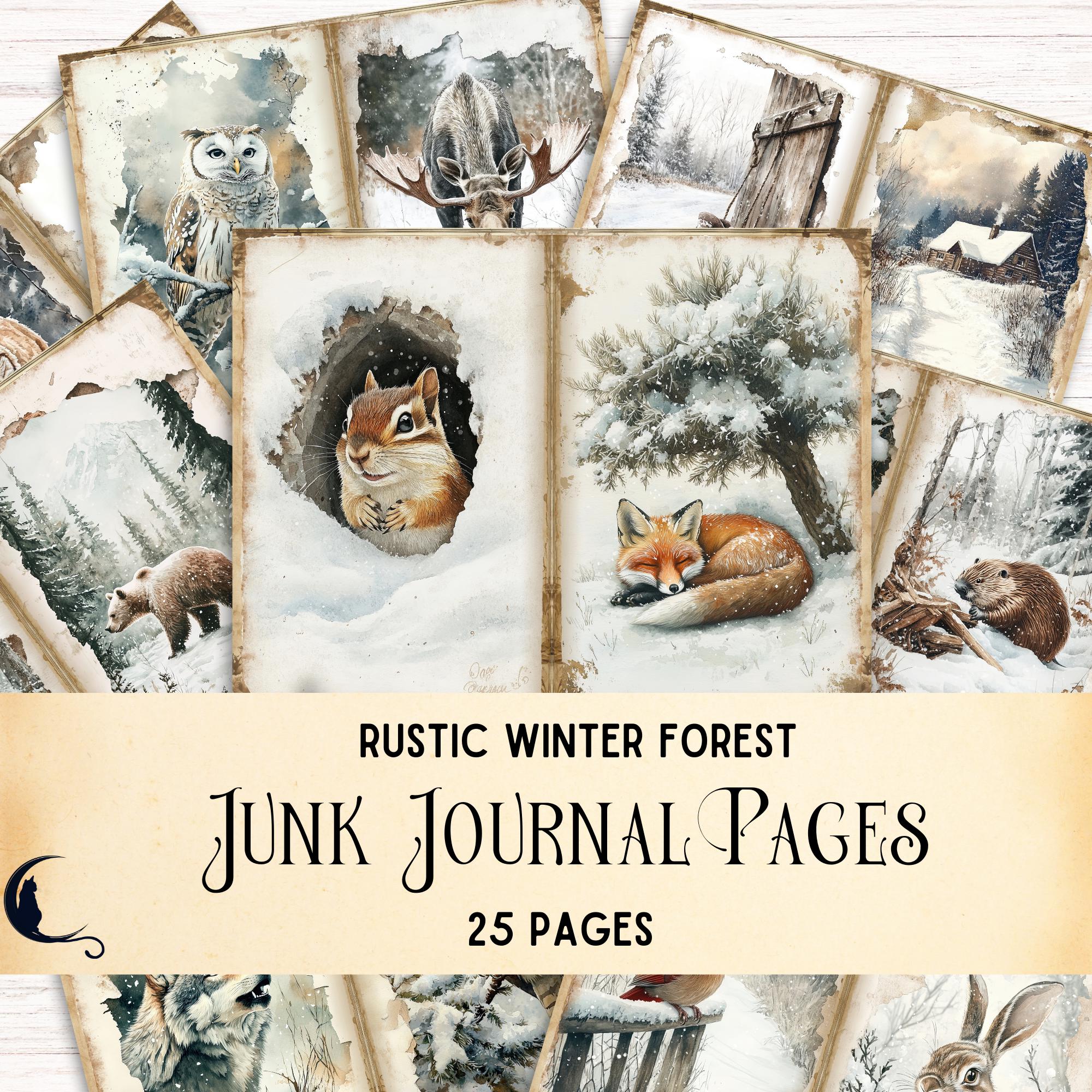 Rustic Winter Forest Junk Journal Pages, Cozy Winter Digital Paper ...