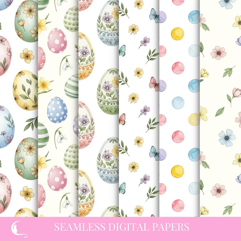 Storybook Easter Digital Paper Pack, Seamless Patterns for Scrapbooking ...