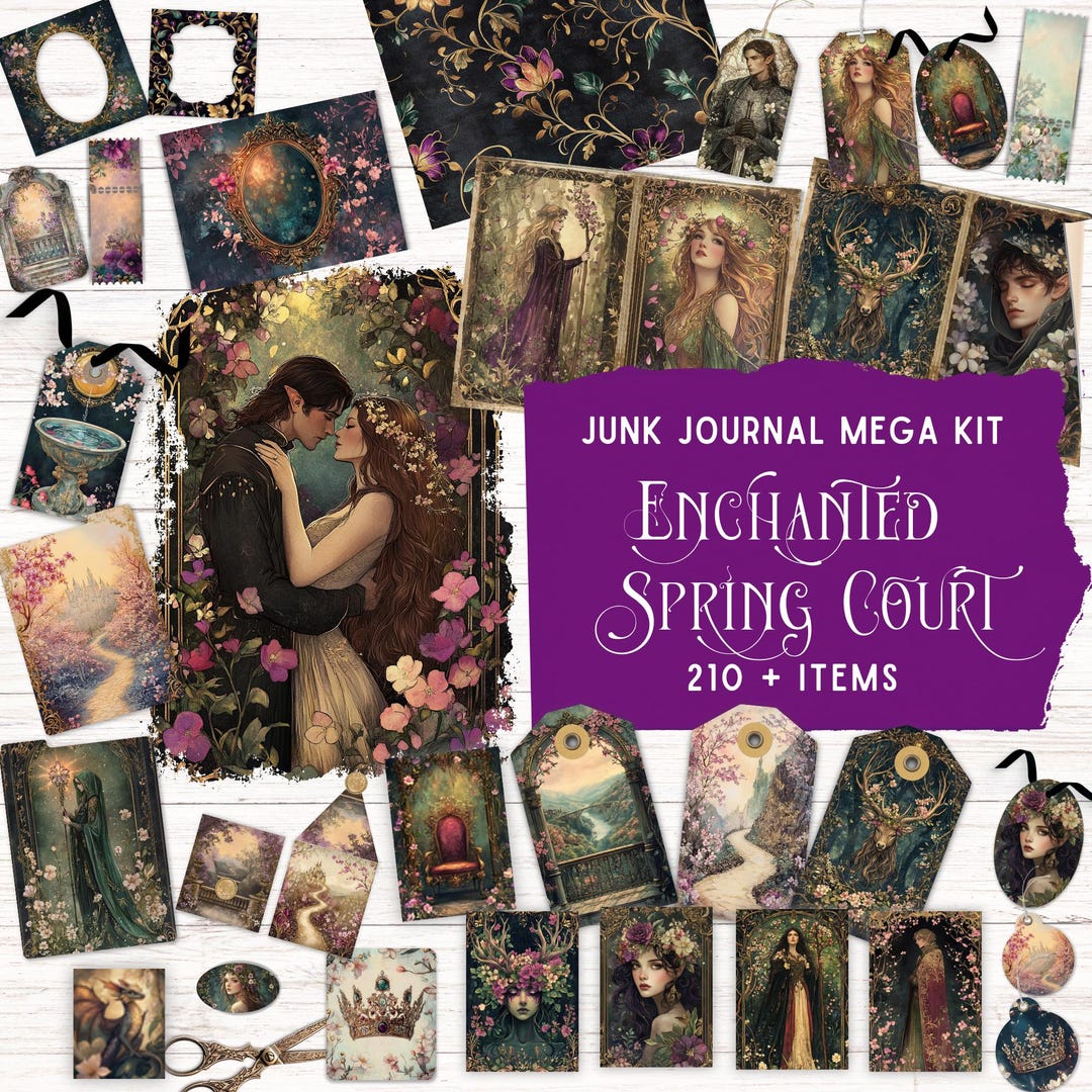 Enchanted Spring Court Romantasy Junk Journal Kit, Fantasy Scrapbooking ...