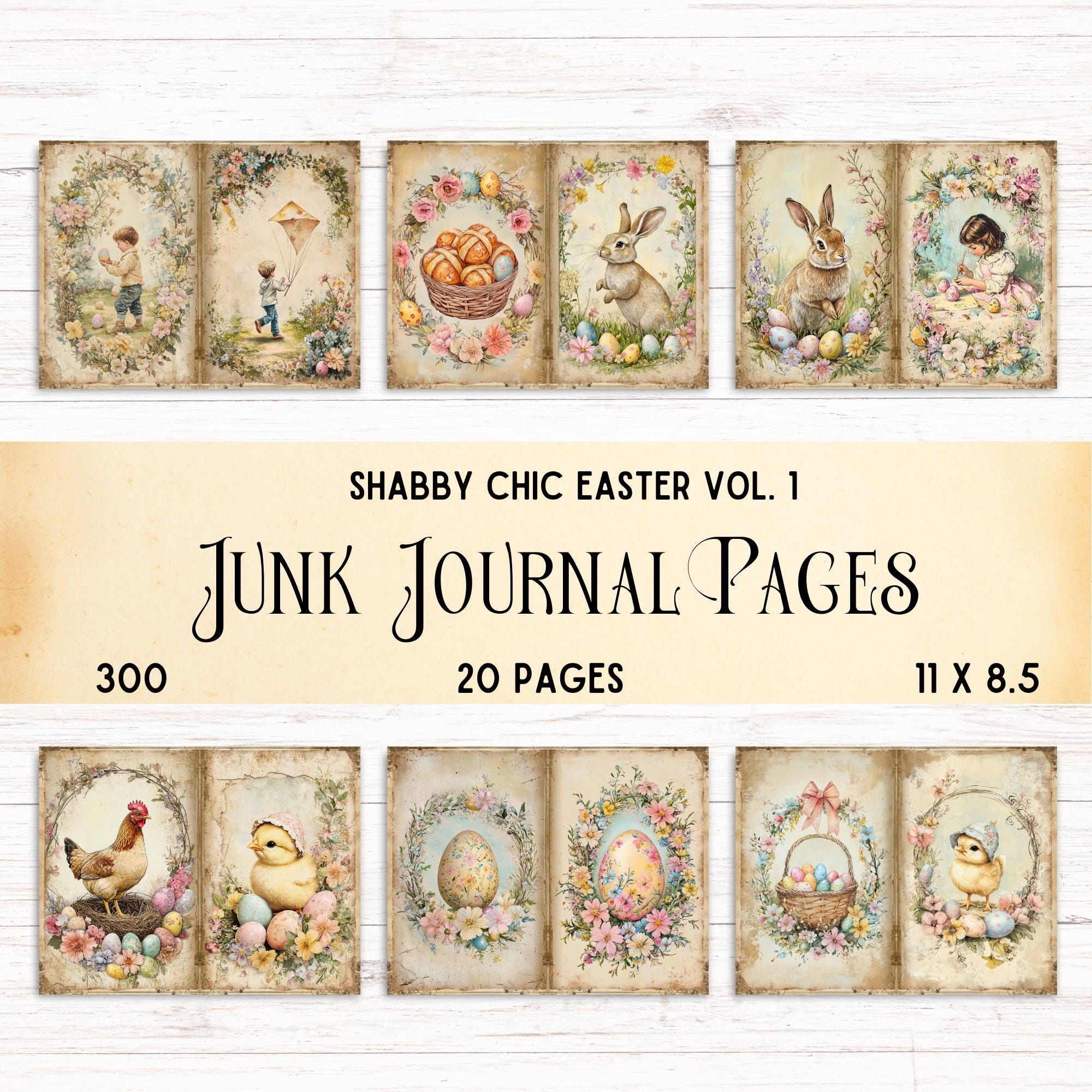 Shabby Chic Easter Junk Journal Pages, Vintage Ephemera, Printable ...