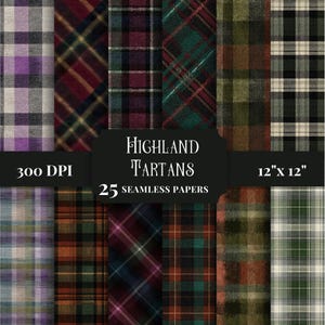 Seamless Tartan Plaid Digital Paper, Printable Patterns for Scrapbooking, Junk Journals Crafting, Cards and DIY Projects Commercial Use JPGs
