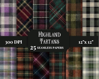 Seamless Tartan Plaid Digital Paper, Printable Patterns for Scrapbooking, Junk Journals Crafting, Cards and DIY Projects Commercial Use JPGs