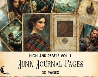 Scotland Junk Journal Pages, Scottish Highlander Scrapbooking Pages, Sassenach Vintage Ephemera, Celtic Textures, Unique Crafting Supplies