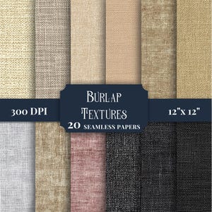 Burlap Textures Digital Paper Pack, Seamless Patterns, Scrapbooking, Commercial Use, Rustic Backgrounds Printable Craft Supplies Earth Tones