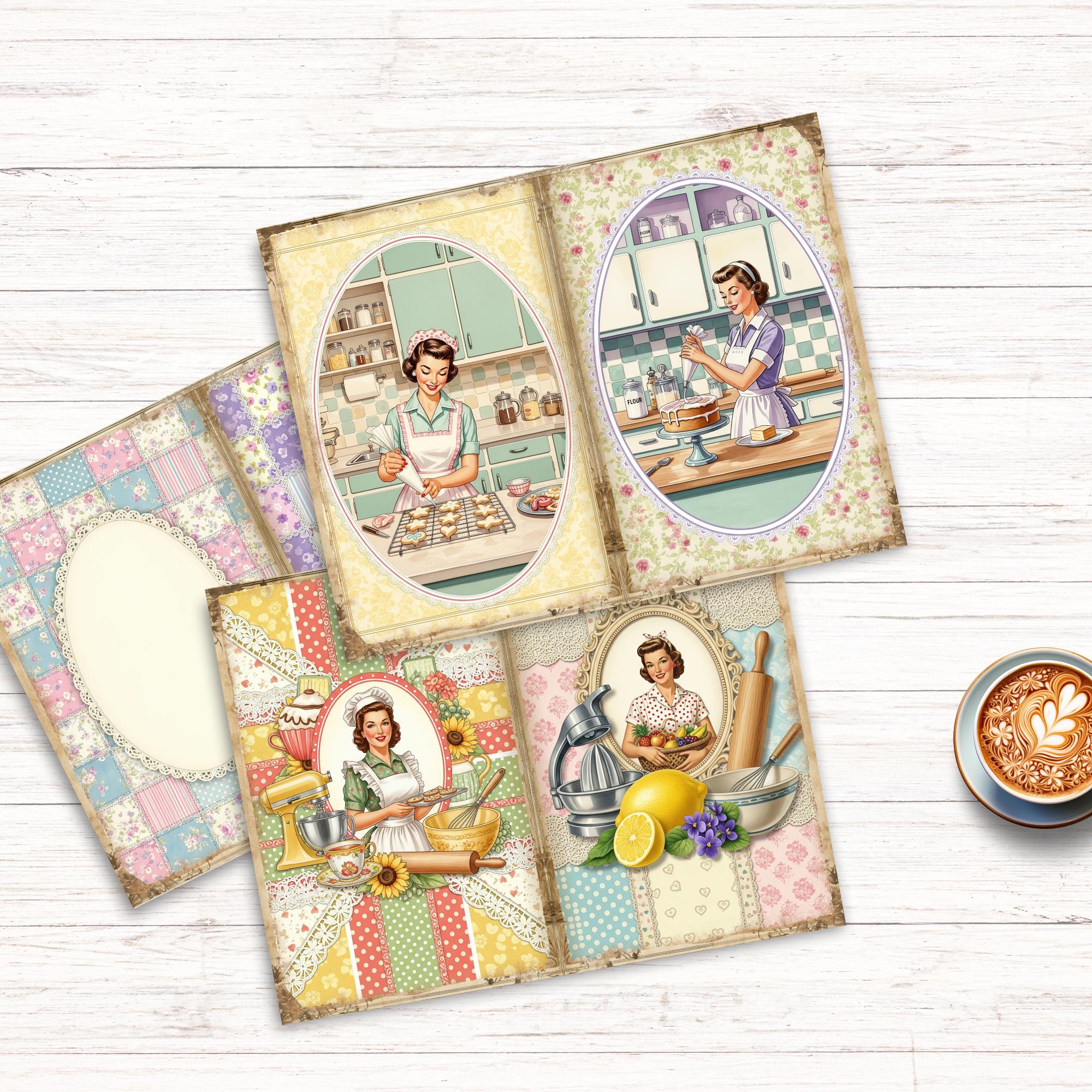 Retro 50s Baking Junk Journal Kit, 1950s Kitchen Scrapbook Pages ...