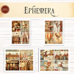 Vintage Circus Junk Journal Ephemera Kit, Printable Ephemera, Digital ...