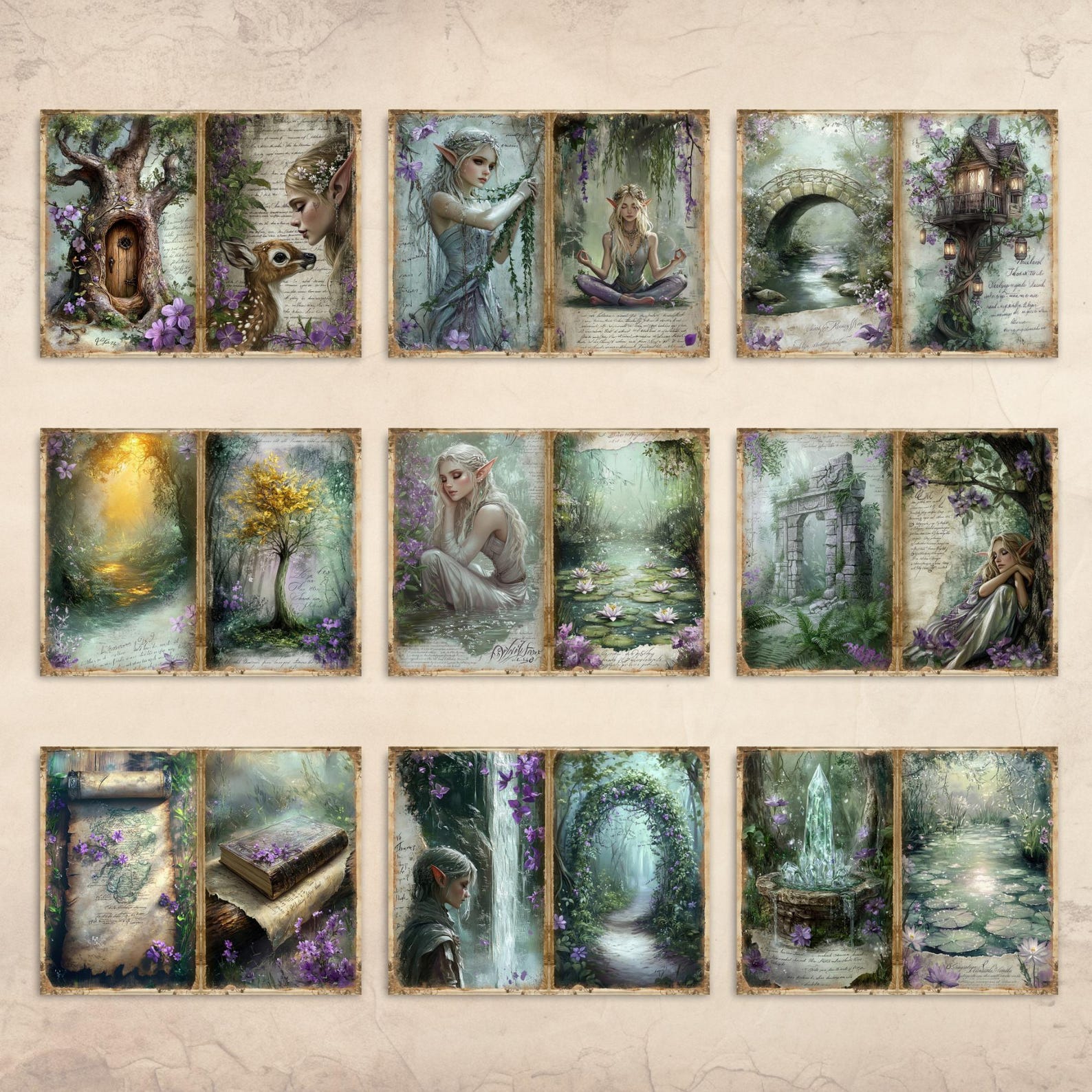 Elven Forest Junk Journal Kit, Printable Enchanted Woodland Folio Kit ...